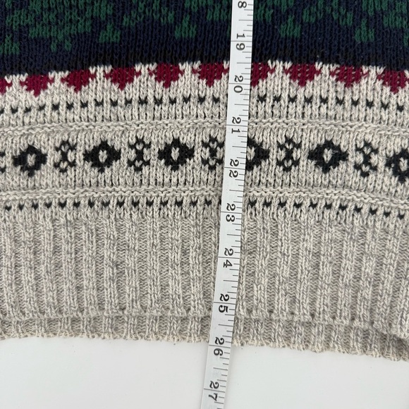Timber Trail Men’s Vintage Fair Isle Knit Sweater Large Cream Green Red Winter - Picture 7 of 9
